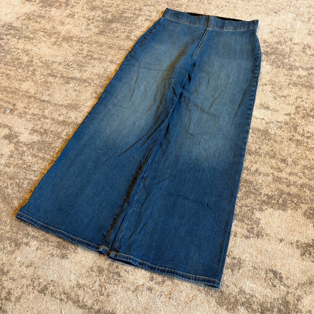 Super Baggy Banana Republic High Rise Wide Leg Pull On Denim Jean Trousers